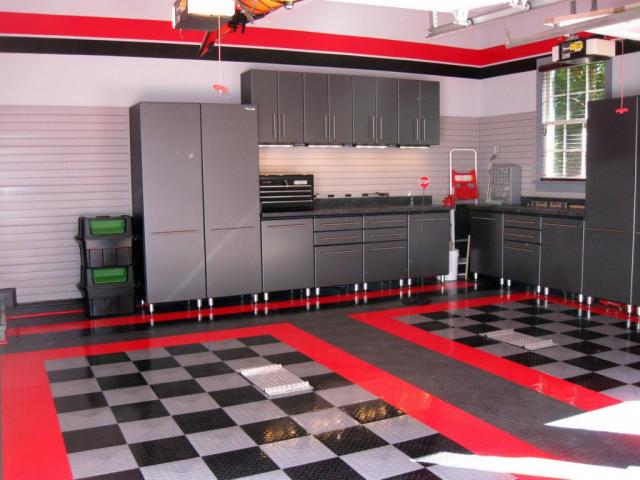 cleanly-porsche-checkered-garage-floor-with-gray-cabinets-mixed-with-white-wooden-wall-tile-and-pendant-lamp-1024x768.jpg
